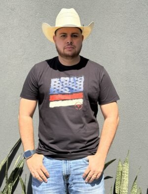 CAMISETA FIELDER ESTAMPADA BANDEIRA ESTADOS UNIDOS PRETO
