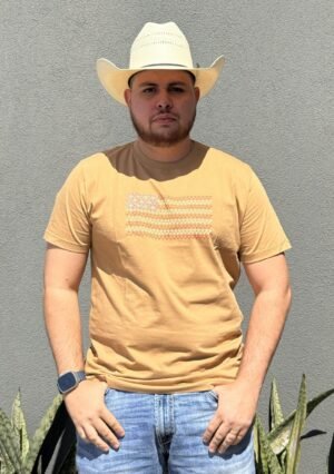 CAMISETA FIELDER ESTAMPADA CAPUCCINO BANDEIRA ESTADOS UNIDOS